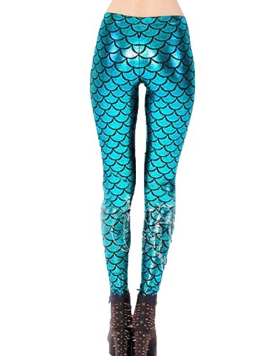 Fashion Strong Stretch Fish Scale Mermaid Printed Sexy Legging Skinny Tights (A)
