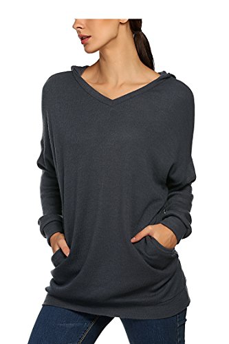 Zeagoo Women's Batwing Sleeve Spring Basic Pullover Slim Fit Hoodie with Pockets