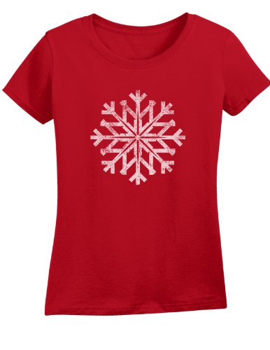 Ladies Distressed Snowflake Winter Holiday T-shirt