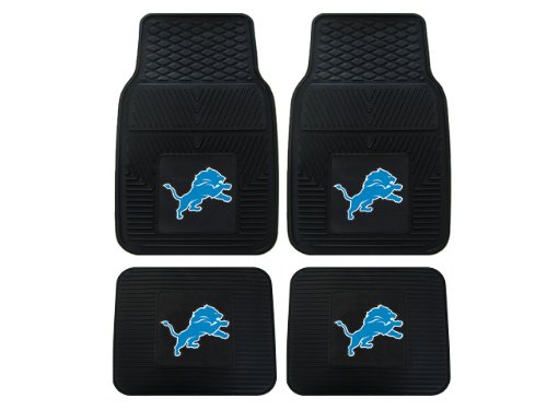 A Set of 4 NFL Universal Fit Front and Rear All-Weather Floor Mats - Detroit Lions