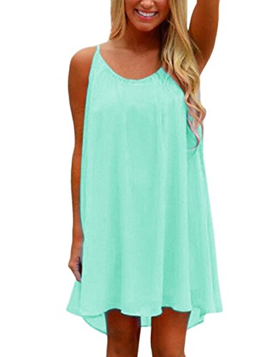 Yidarton Womens Summer Casual Sleeveless Evening Party Beach Dress Blue X-Large