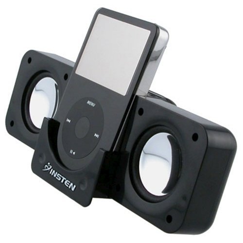 

Black Portable Folding Stereo Speaker For Apple iPod Touch Ithouch Classic, Video, iPhone 1G 3G