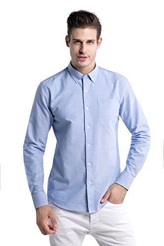 Z.KANG Men's Long-Sleeve Regular Fit Solid Button Down Collar Dress Shirt