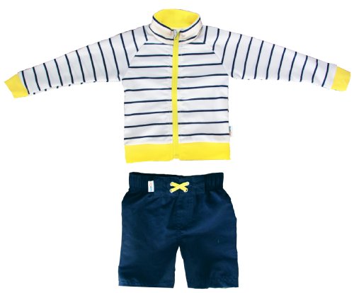 SwimZip® Little Boy Long Sleeve Zipper UV Protective Rash Guard Set
