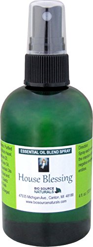 House Blessing Essential Oil Blend Spray -- Reiki Charged with a Quartz Crystal with Sage for Smudging, Energy and Space Clearing (4 Oz/ 120 Ml)