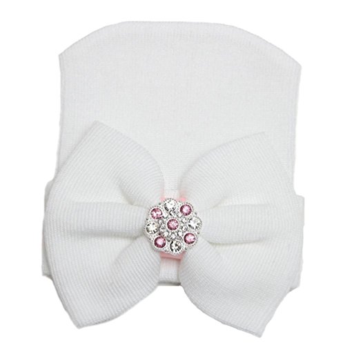 Eshock Newborn baby Cute Lovely Soft Hat,Bow Baby Girl Hospital Beanie Hat (B)