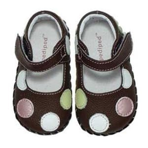 Pediped Originals *Giselle -- Choc Brown W/ Dots * Soft Leather-Soled Shoes! MEDIUM (US size: 5-5.5 / 12-18 months / EU Size 20)