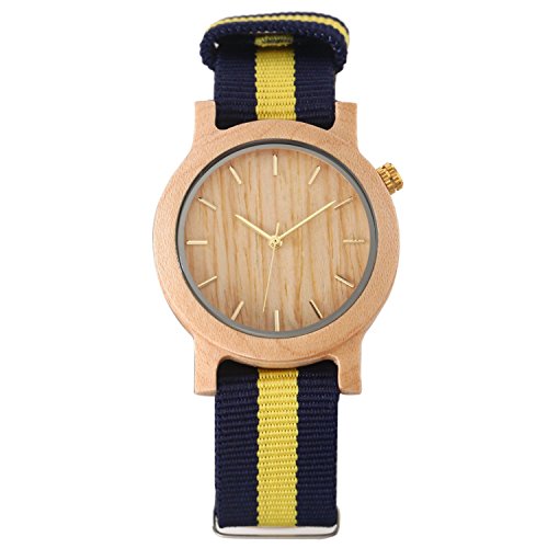 CUCOL Maple Wooden Watches for Men and Women Wood Watch with Nylon Watch Band