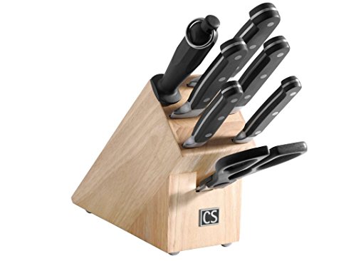 CS Kochsysteme 003159 Schneidwaren, Edelstahl, 8-teilig, schwarz, 38 x 28,3 x 39,4 cm,