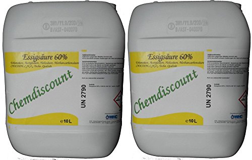 20Liter (2x10Liter, ca. 21,3kg) Essigsäure 60%, versandkostenfrei