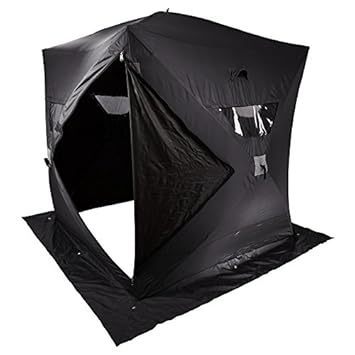 72" x 72" black portable 4-person ice fishing shanty tent