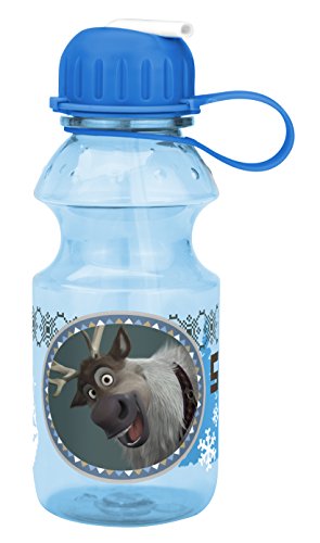 Zak! Designs Tritan Water Bottle with Flip-up Spout with Sven & Olaf from Frozen, Break-resistant and BPA-free plastic, 14 oz.