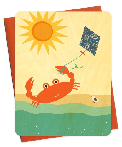 Algopix Similar Product 12 - Crab Kite Wood Notecard by Night Owl