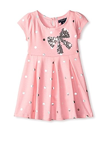 US Polo Assn Little Girls Pink & Silver Polka Dot Dress