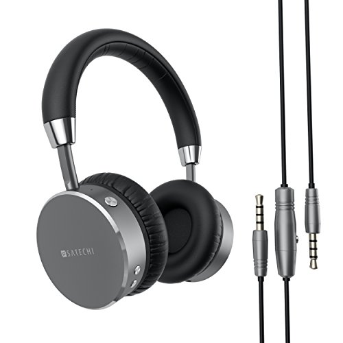 Satechi Aluminum Bluetooth Wireless Headphones with 3.5mm Audio-out Jack for iPhone 7, Samsung Galaxy S7 and more Smartphones and Tablets...
