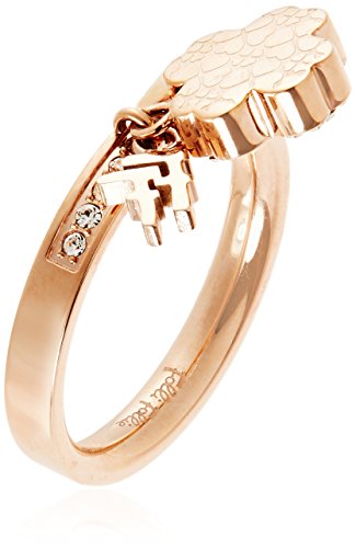 芙丽芙丽folli follie 2016新款心形四叶草镶钻挂饰戒指日本尺码16号