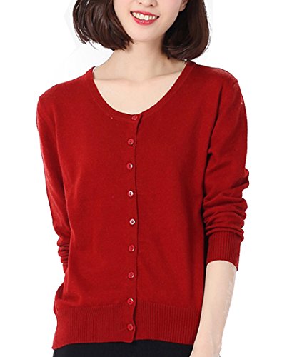 

Ruidiyang Women's Wool Cashmere Classic Cardigan Sweater