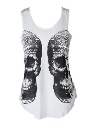 vip Women's Double Aztec Skull Vest Top