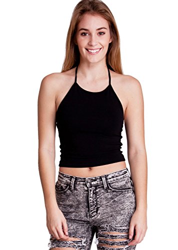 Ladies String Neck Halter Crop Top, Multiple Colors Available