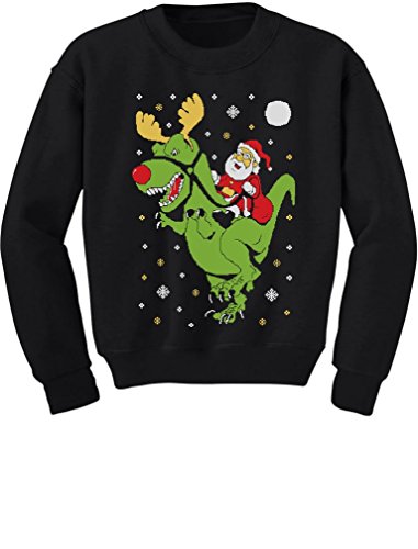 T-Rex Santa Ride Funny Ugly Christmas Sweater Toddler/Kids Sweatshirts