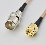 RF coaxial coax cable assembly IEC DVB-T TV PAL male to SMA male 6''