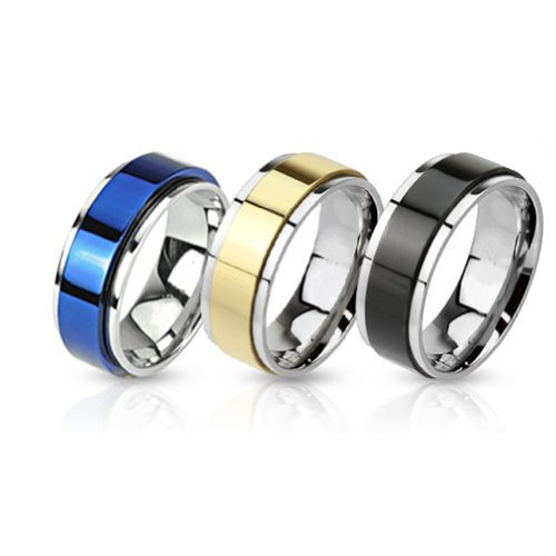 BodyJ4You Ring Set Two Toned Spinner Bands Stainless Steel Rings - 3 Pieces Value Pack