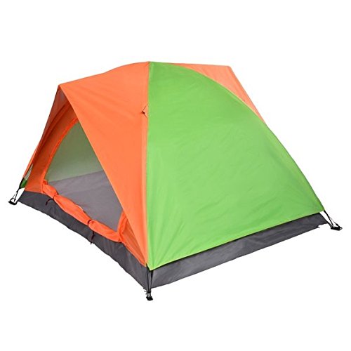 Double-Layer Tent - SODIAL(R) Folding Double-Layer Waterproof 2 Persons Tent Orange+Green - Image 6