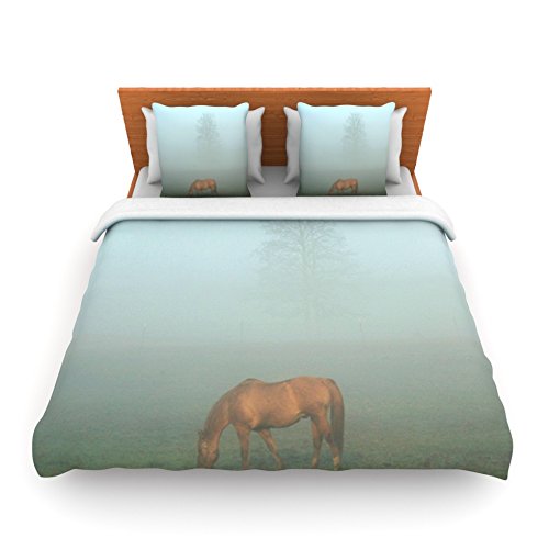 

Kess InHouse Angie Turner "Horse in Fog" Blue Mist Queen Fleece Duvet Cover, 88 by 88-Inch
