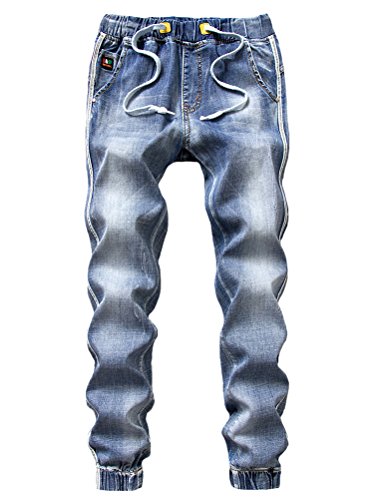 Vogstyle Men's Drawstring Narrow Feet Slim Fit Denim Jogger Pants