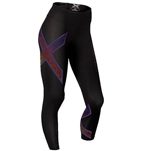 2XU Women's 10Th Anniversary Mid-Rise Compression Tights, Black/Ten Year Sunset, X-Small