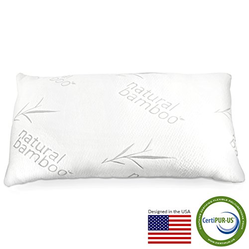 Zen Bamboo® Pillow - Shredded Memory Foam Pillow - Best Hotel Quality Hypoallergenic Memory Foam Pillow w/ Bamboo Removable Cover - King