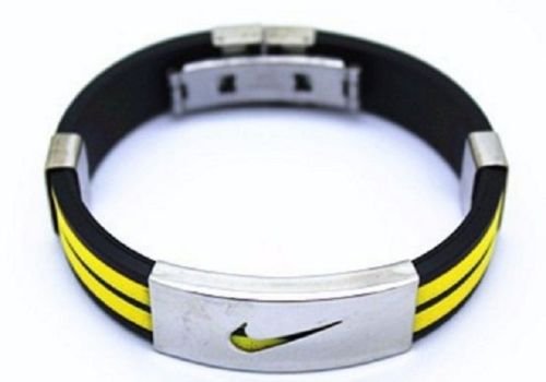 Thick Nike Silicone Wristband Basketball Baseball Hiking Running Football Bracelet (Yellow)