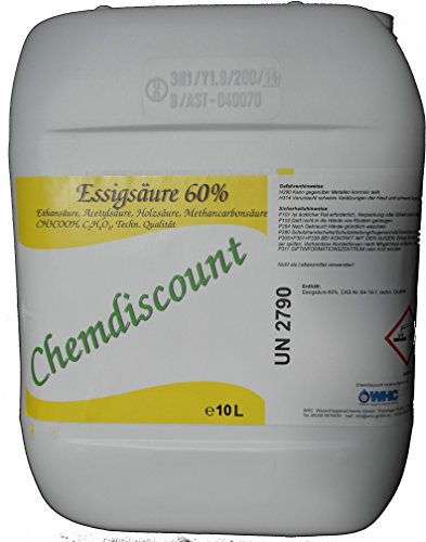 10 Liter (ca. 10,7 kg) Essigsäure 60%, versandkostenfrei