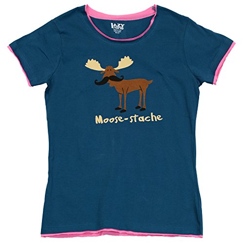 Lazy One Women's Moose-stache Fitted Pajama Tee