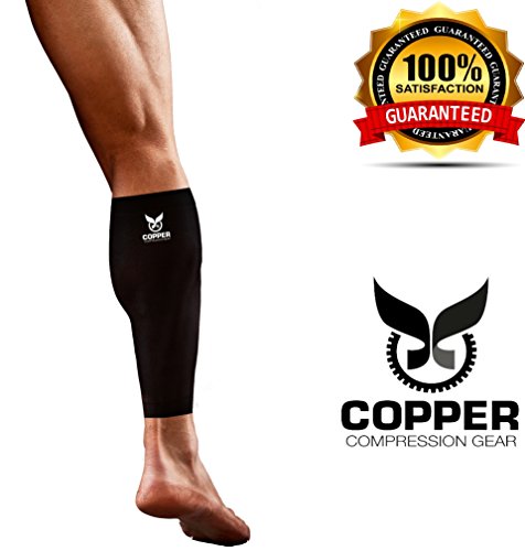 Copper Compression Gear PREMIUM Fit Recovery Calf / Leg Support Sleeves - GUARANTEED To Speed Up Recovery! Perfect For Running, Crossfit, & All Sports! (1 SINGLE Sleeve)