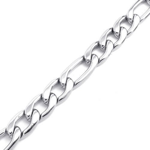 KONOV Mens Heavy Wide Stainless Steel Medium Figaro Chain Necklace 16-40