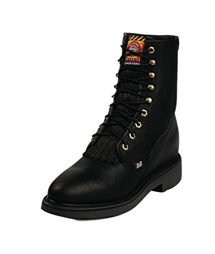 Justin Work Boots Mens Pitstop Lace Up Round Toe Comfort Black 763