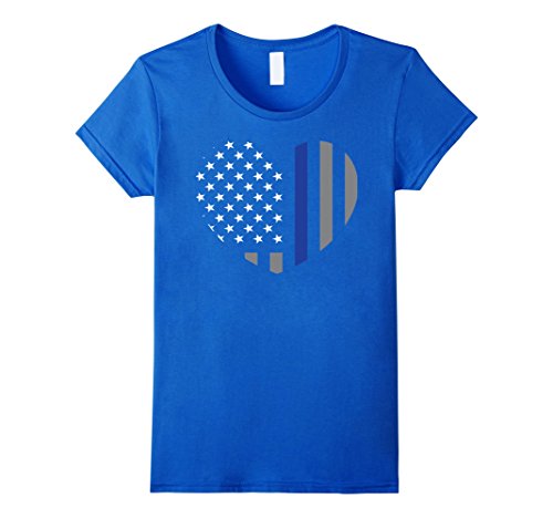 Blue Lives Matter Thin Blue Line Heart Flag Police Tee