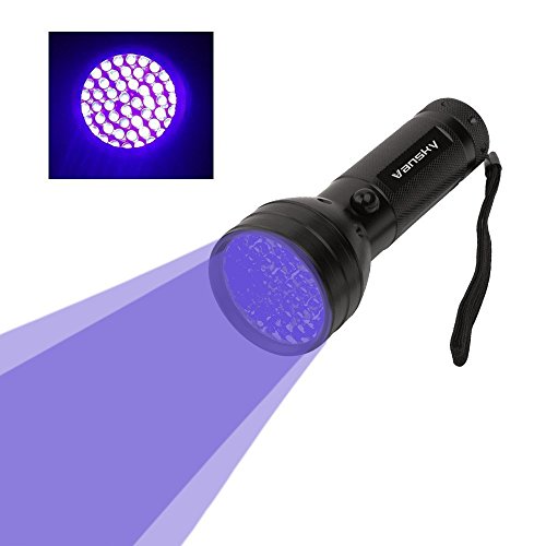 Vansky 51 LEDs Black Light Flashlight Pets Ultra Violet Urine and Stain Detector,Find Dry Stains on Carpets, Rugs, Floor. 3 x AA Batteries Included