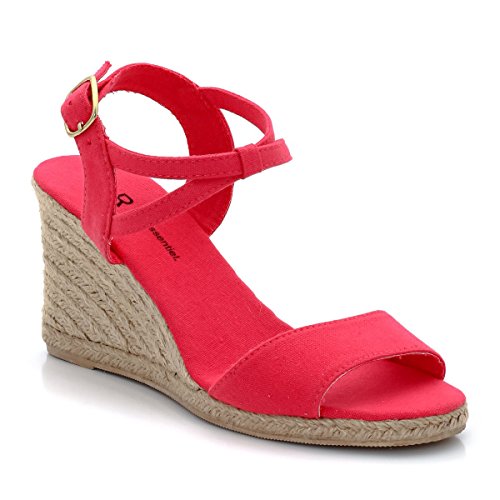 

R Essentiel Womens Rope Wedge Heel Sandals With Ankle Strap