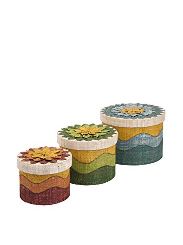 

IMAX 11619-3 Talise Woven Rafia Boxes, Set of 3