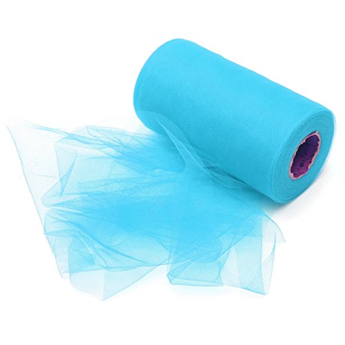 KING DO WAY Tulle Roll Spool 6''x50yd(6''x150') Wedding Party Decor,Lake Blue