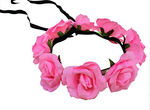 Pink Rose Flower Crown with LED Lights