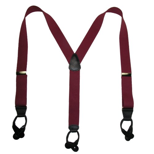 CTM® Mens Elastic Button End Suspenders (Tall Available)