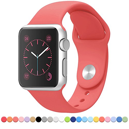 FanTEK Apple Watch Band - Soft Silicone Sport Style Replacement Iwatch Strap for Apple Wrist Watch 42mm Models M/L Size, Pink