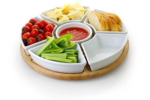 Algopix Similar Product 15 - White Porcelain Chip and Dip Server