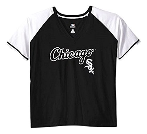 MLB Women's Short Sleeve Raglan Deep V-Neck T-Shirt