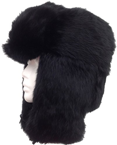 Algopix Similar Product 6 - Black Real Rabbit Fur Trooper Trapper