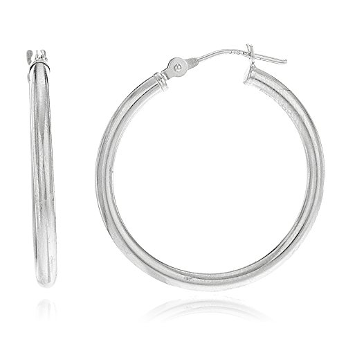 14k White Gold 2mm Basic Pincatch Hoop Earrings