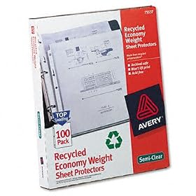 New-Avery 75537 - Top-Load Recycled Polypropylene Sheet Protector, Semi-Clear, 100/Box - AVE75537